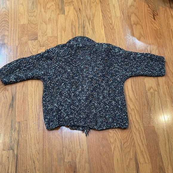 Chico’s Size 2 Medium multi color crochet sweater open front fringe sparkle - Picture 2 of 15